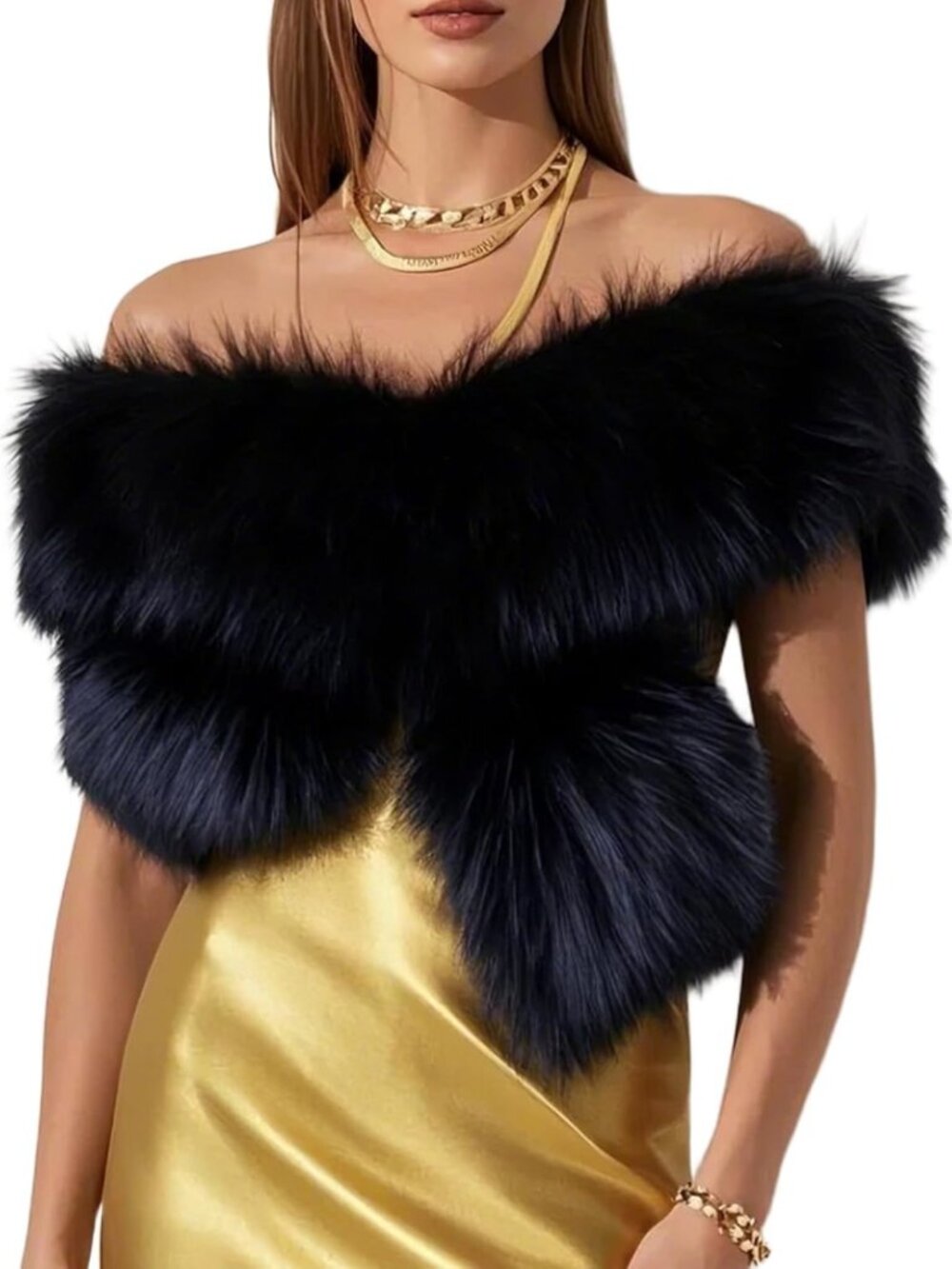 Cozy Women's Faux Fur Collar Scarf Wrap - Warm Winter Stole Shawl Neck Warmer